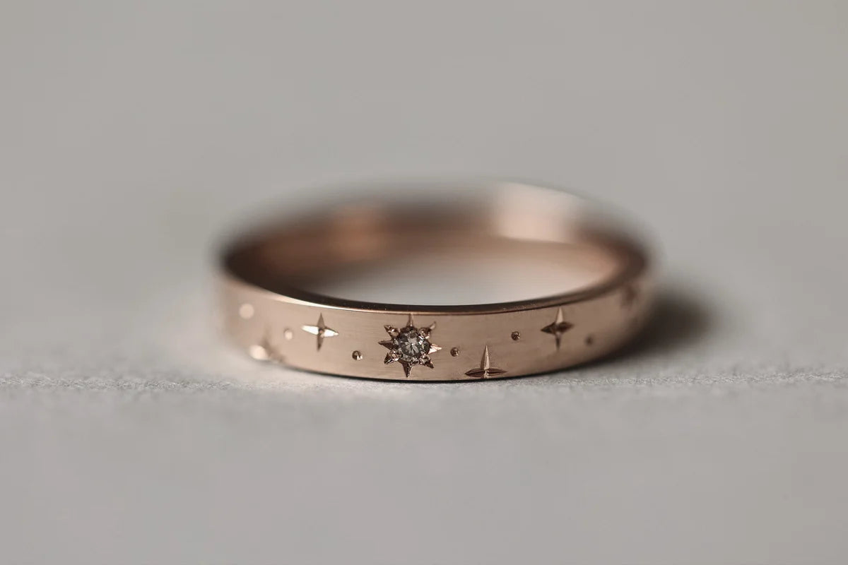 1.5mm champagne diamond flush setting detail ring