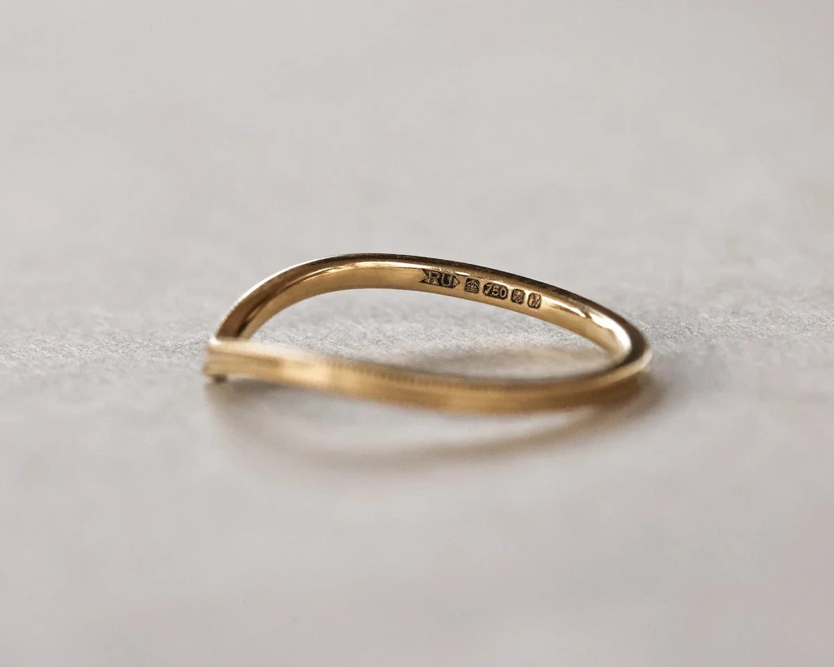 Gold ring on a light gray background