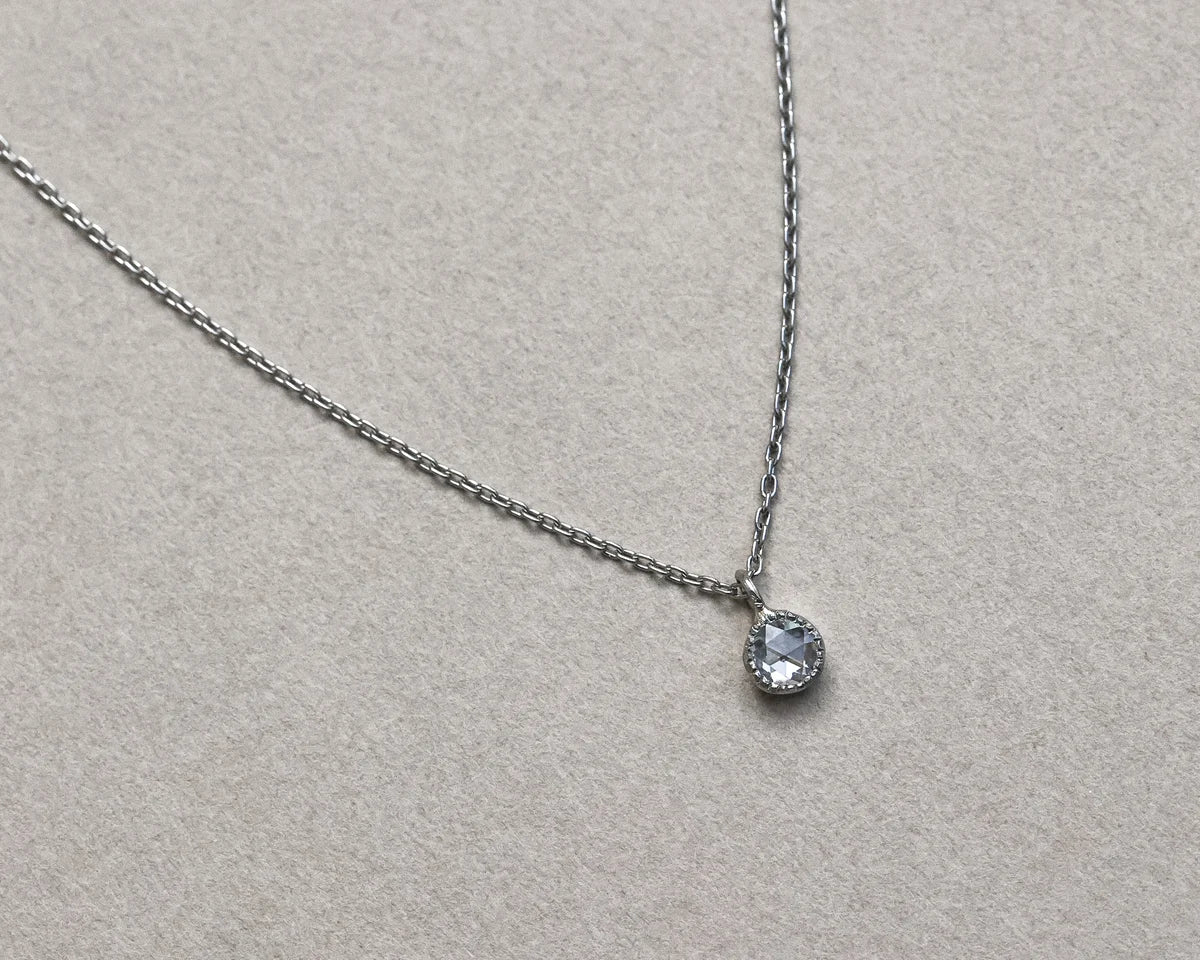 platinum diamond pendant necklace rose cut 3mm minimalist jewellery