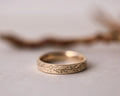 4mm fir engraved flat court wedding ring in 9ct yellow gold