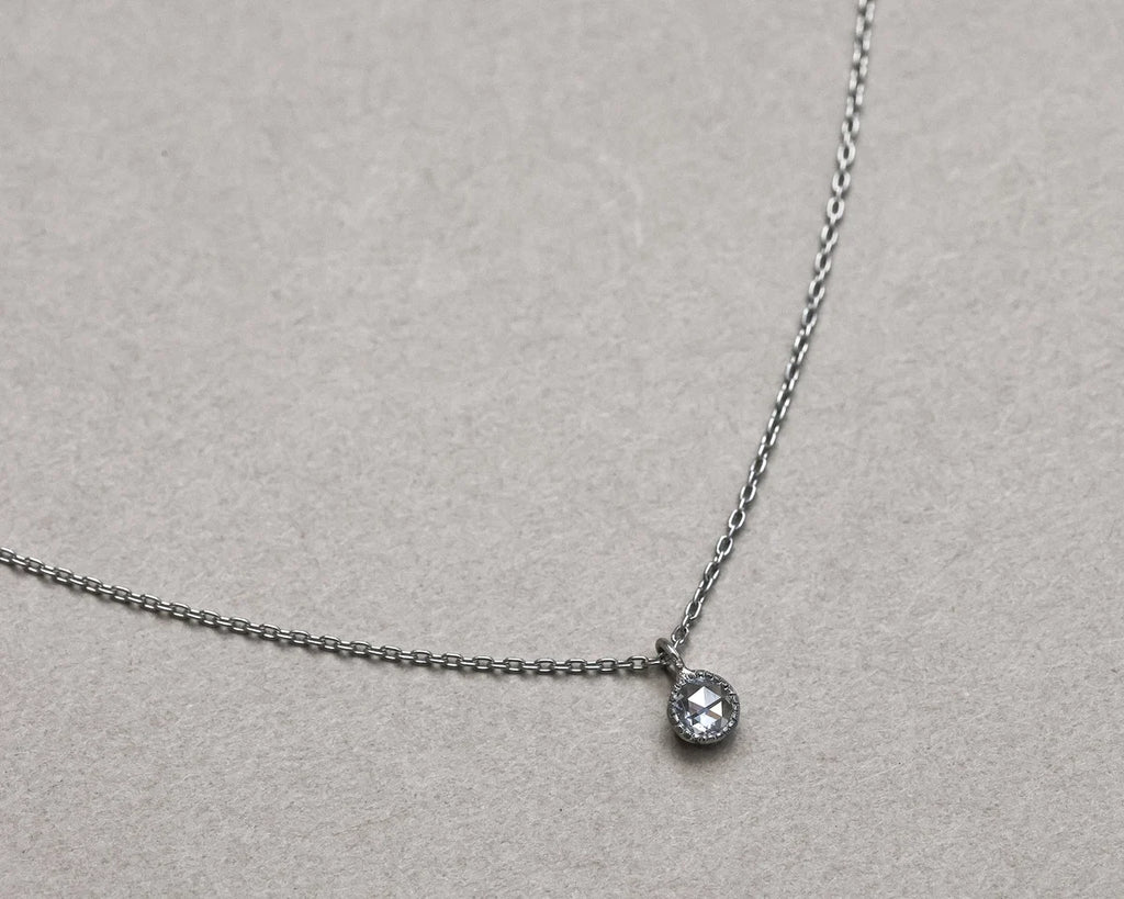 fine diamond necklace platinum rose cut small pendant