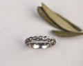 4mm 18ct white gold wedding ring laurel leaf carved band