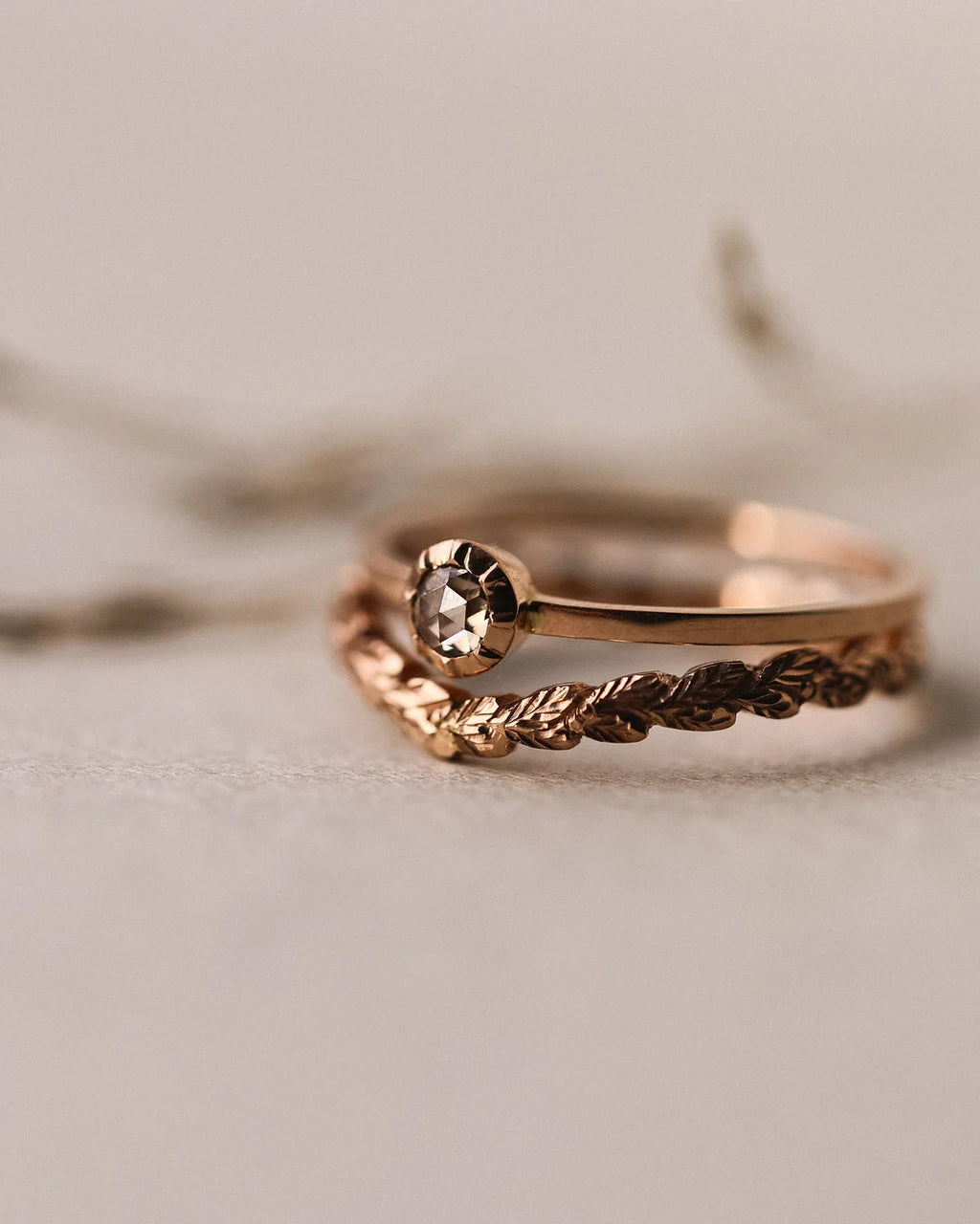 One-of-a-Kind Rose-Cut Champagne Diamond Ring in 18ct Rose Gold