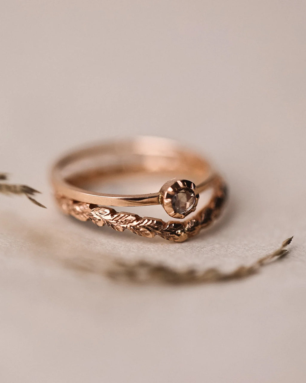 One-of-a-Kind Rose-Cut Champagne Diamond Ring in 18ct Rose Gold