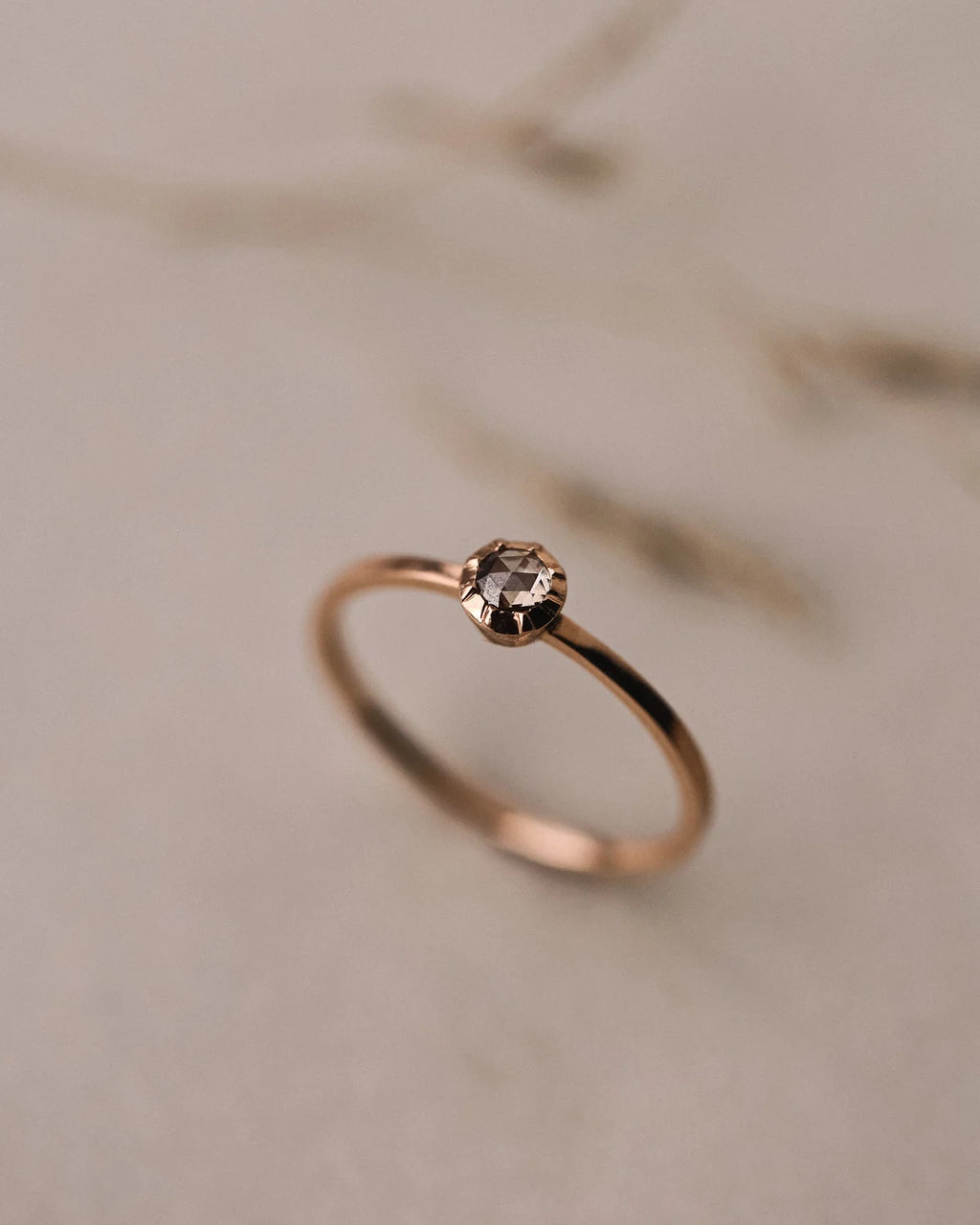 One-of-a-Kind Rose-Cut Champagne Diamond Ring in 18ct Rose Gold