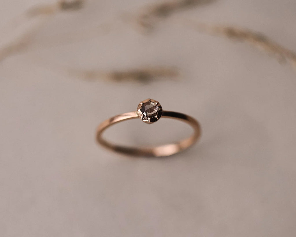 One-of-a-Kind Rose-Cut Champagne Diamond Ring in 18ct Rose Gold