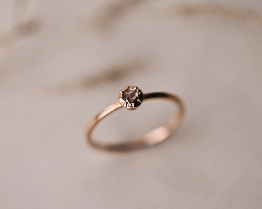One-of-a-Kind Rose-Cut Champagne Diamond Ring in 18ct Rose Gold