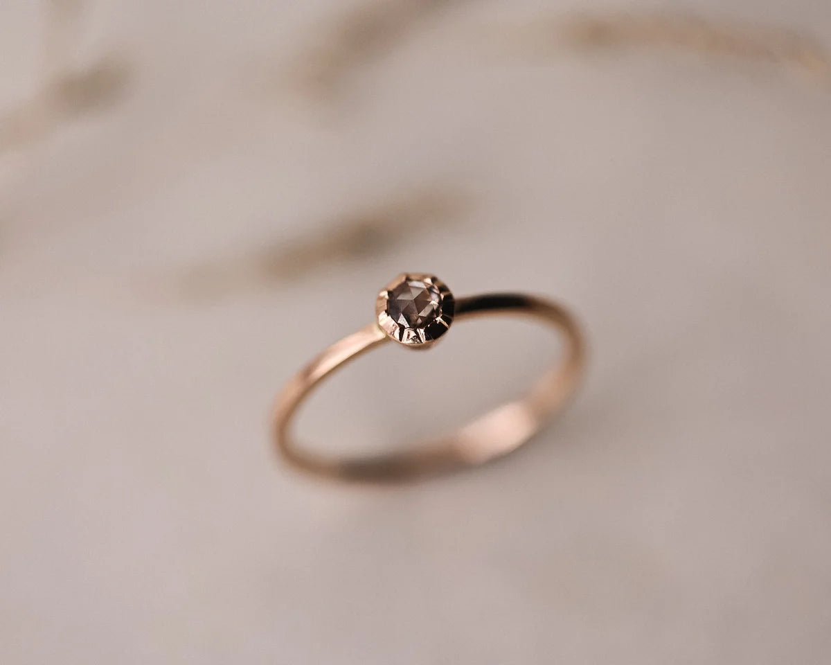 One-of-a-Kind Rose-Cut Champagne Diamond Ring in 18ct Rose Gold