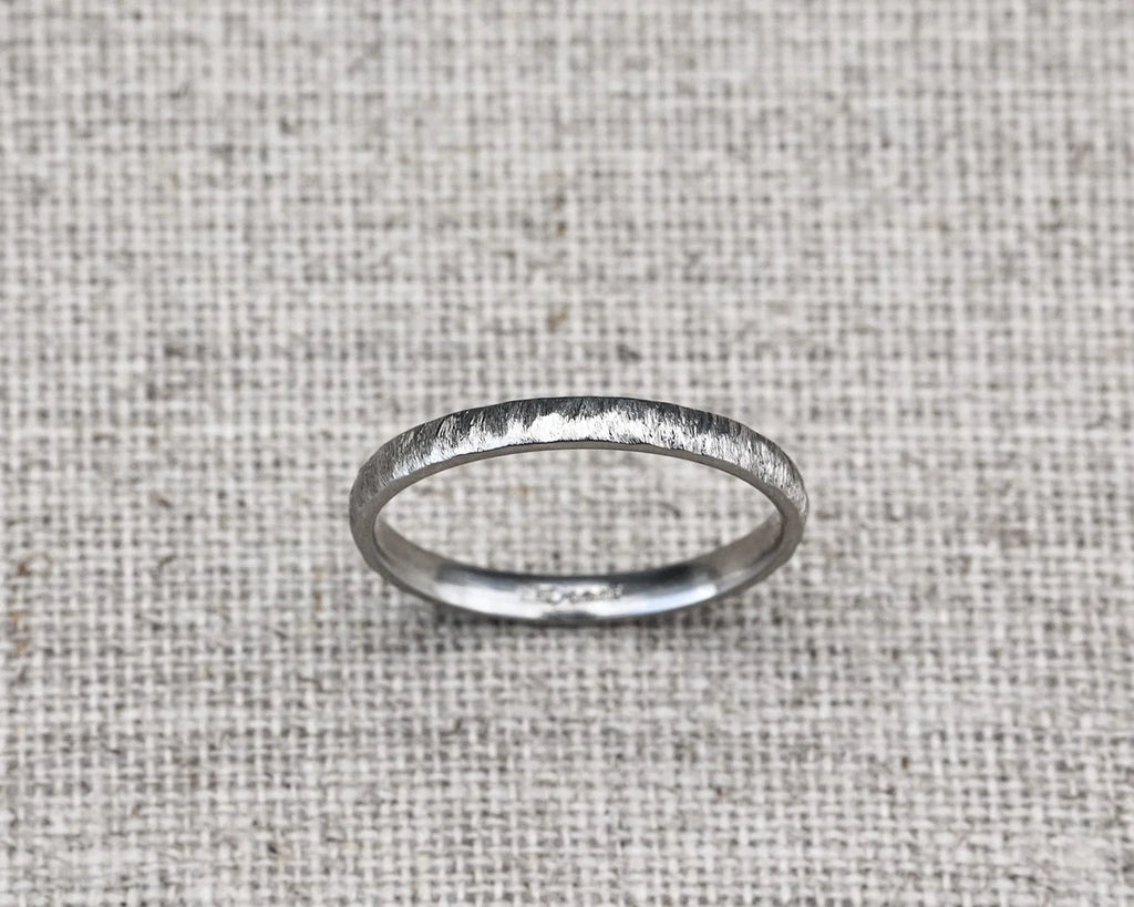 platinum wedding band 2mm organic textured surface ring