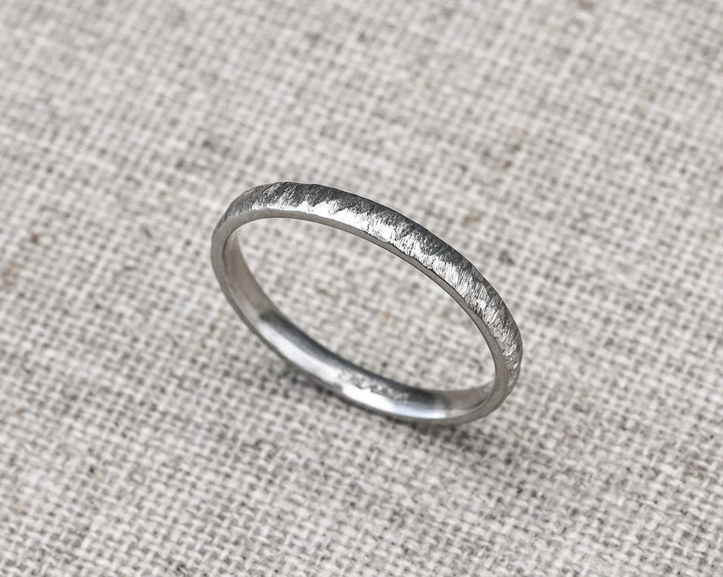 fine platinum ring horn texture natural design