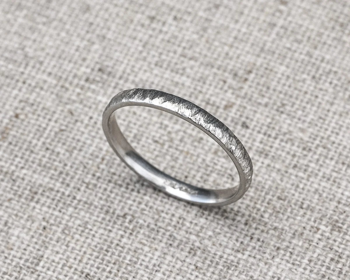 fine platinum ring horn texture natural design