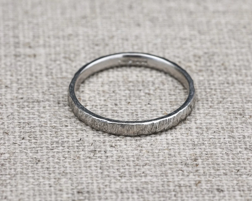 raw horn finish detail platinum wedding ring texture