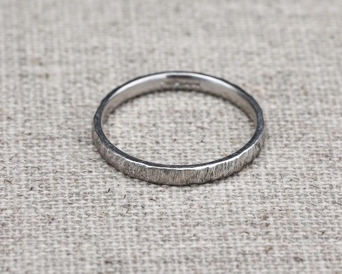 raw horn finish detail platinum wedding ring texture