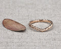 2mm 18ct rose gold wishbone wedding ring laurel leaf carved V shape band