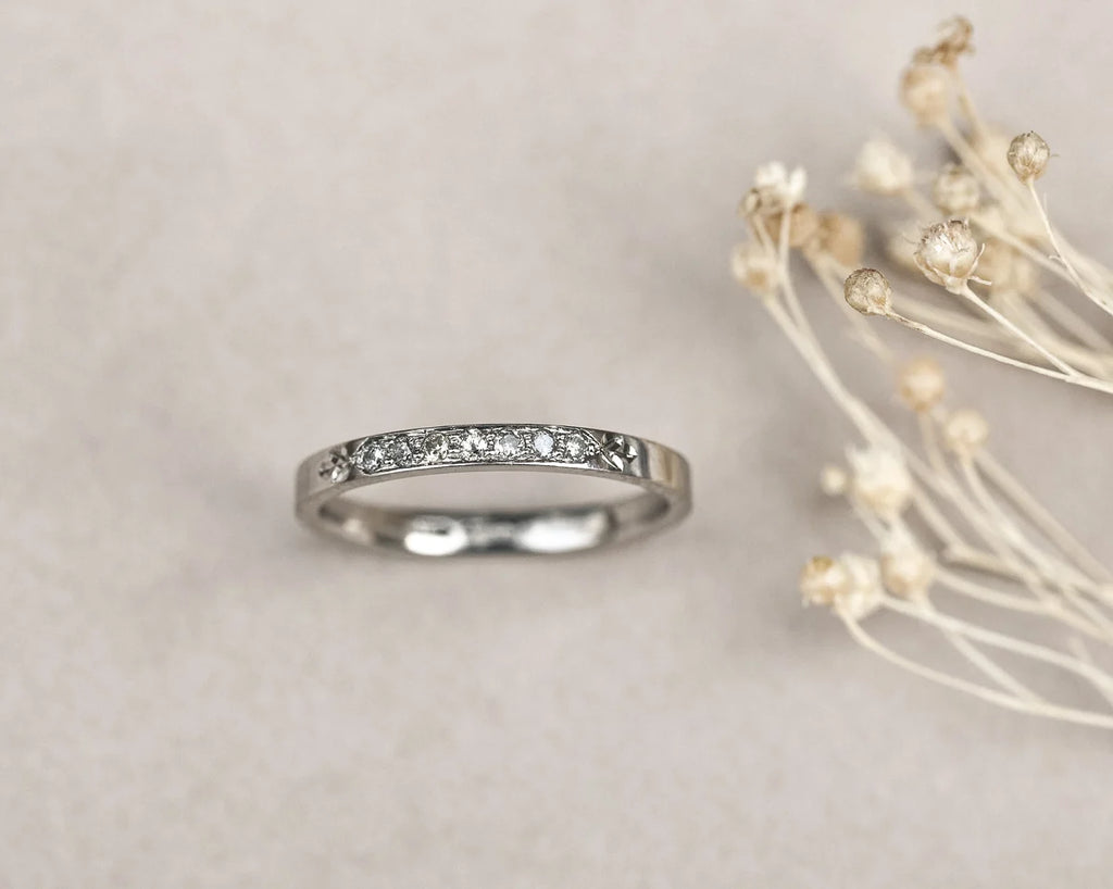 2mm platinum wedding ring grey diamonds salt and pepper flat court band