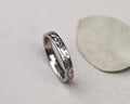 3mm 18ct white gold wedding ring snowdrop engraved flat court band