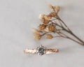 grey diamond ring 18ct rose gold laurel leaf engraved band