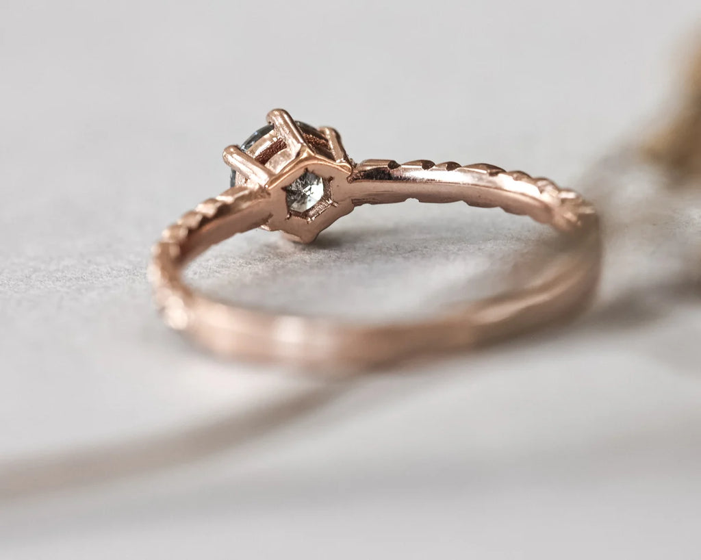 unique diamond ring organic style rose gold jewellery