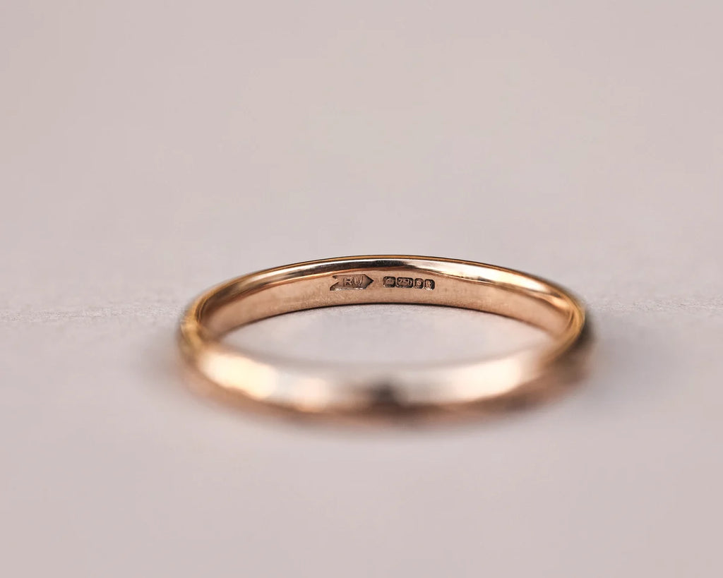 2mm Barleycorn Engraved Wedding Ring in 18ct Rose Gold