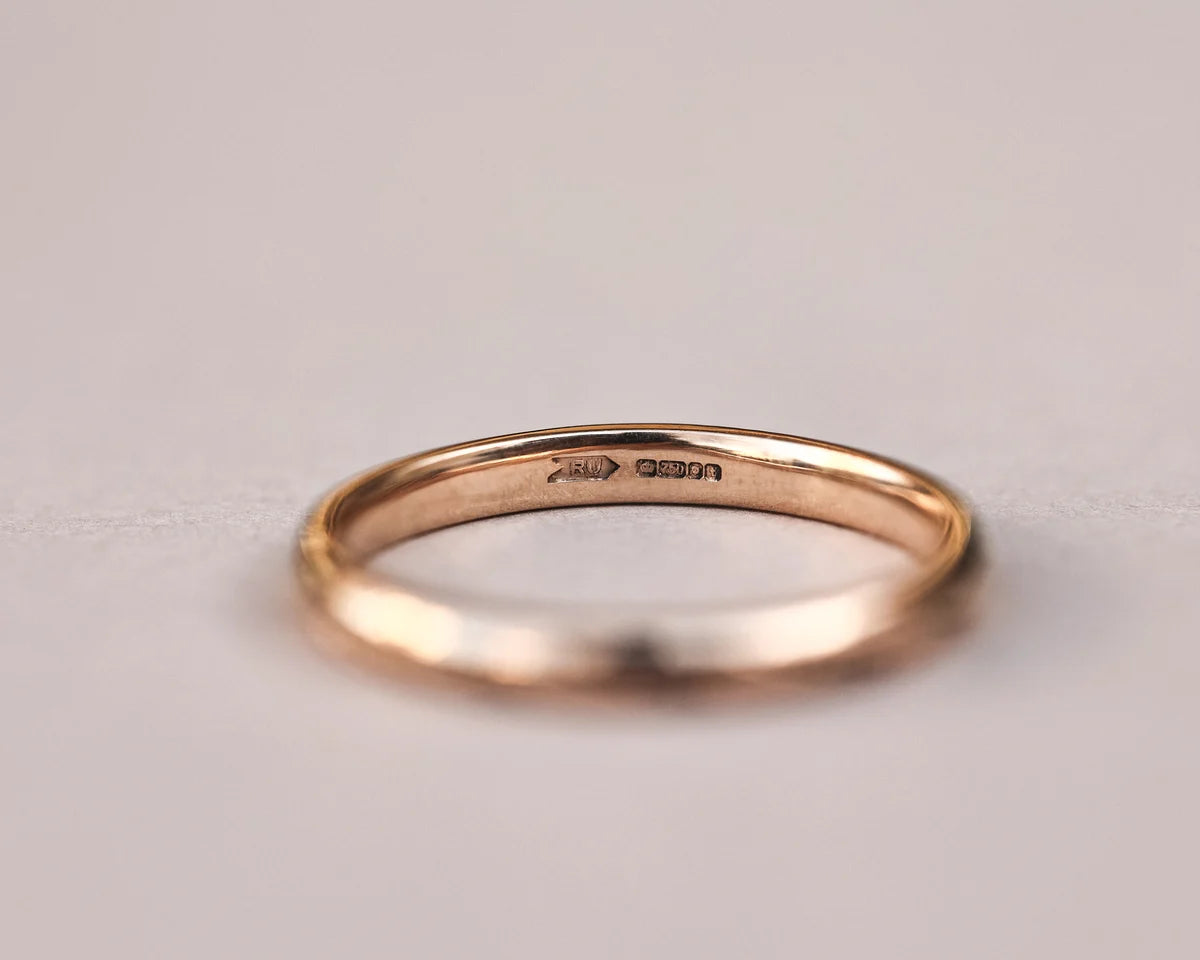 2mm Barleycorn Engraved Wedding Ring in 18ct Rose Gold