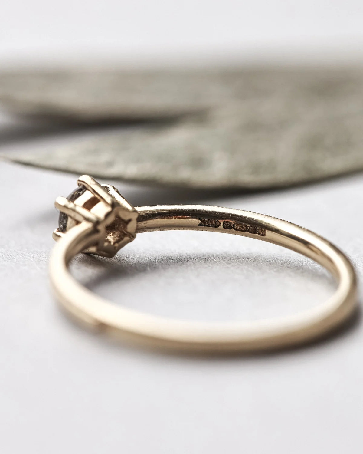 Grey Salt & Pepper Diamond Ring in 18ct Yellow Gold