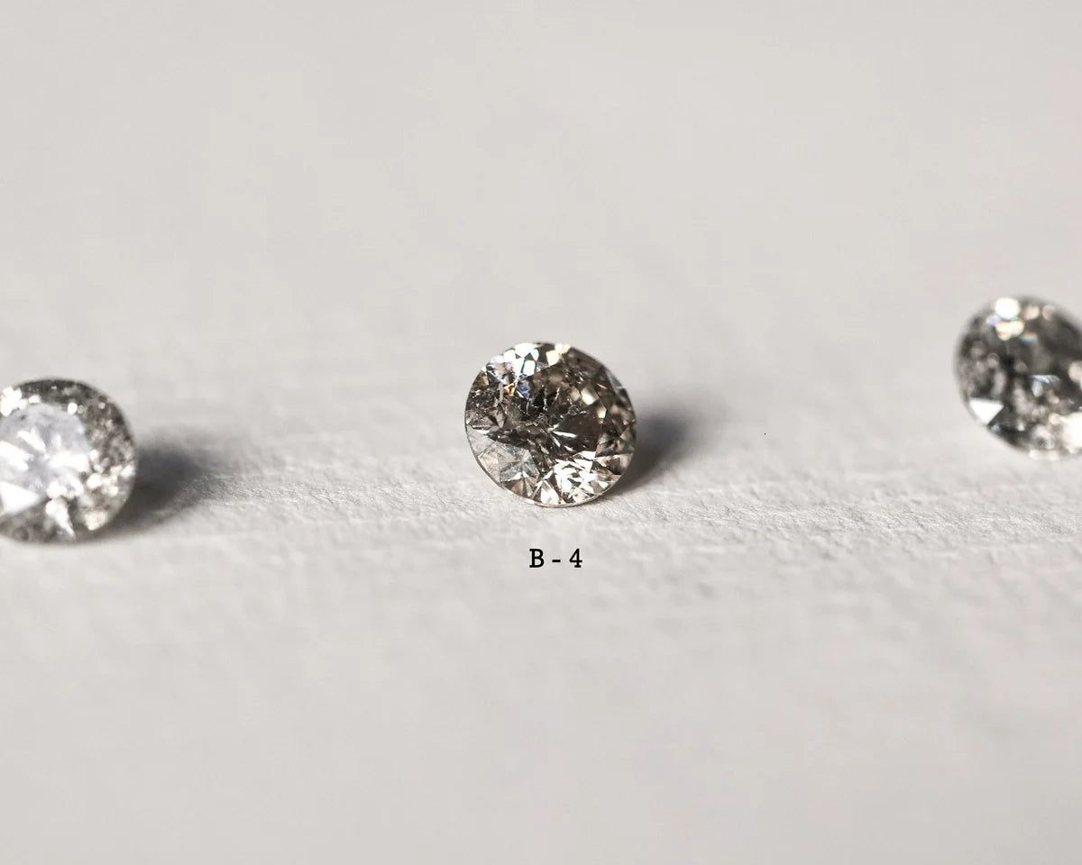 Three round diamonds on a light gray background