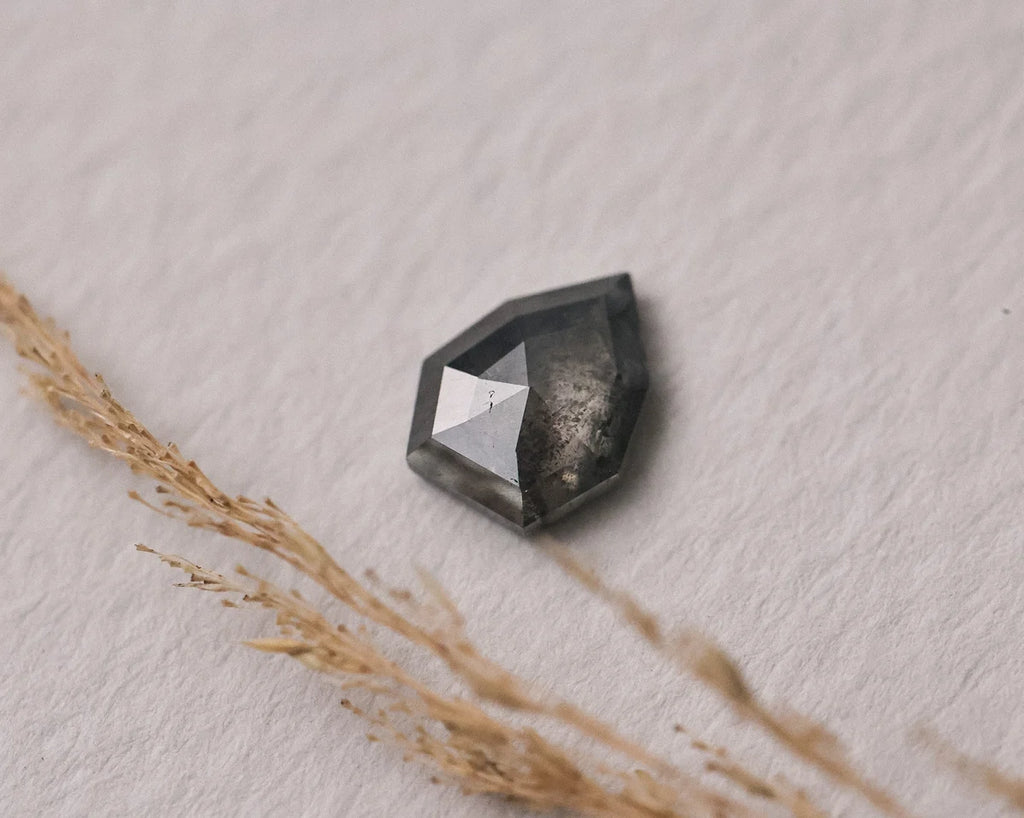 Medium dark grey rose-cut hexagon diamond option D
