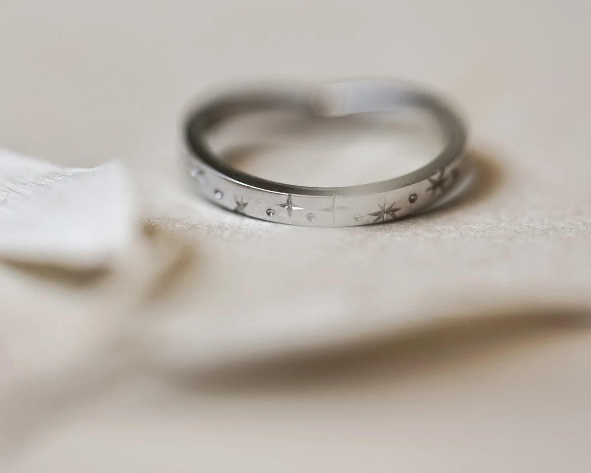 platinum ring side view flush set diamond detail