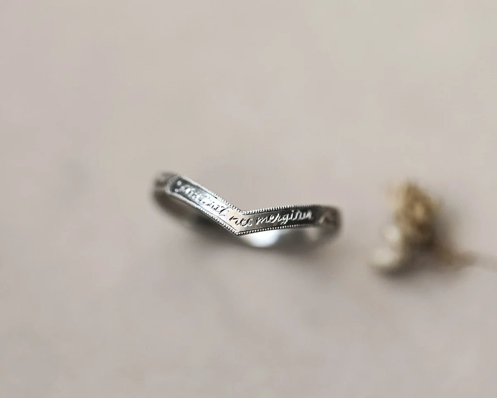 milled edge detail platinum wishbone wedding ring 2mm