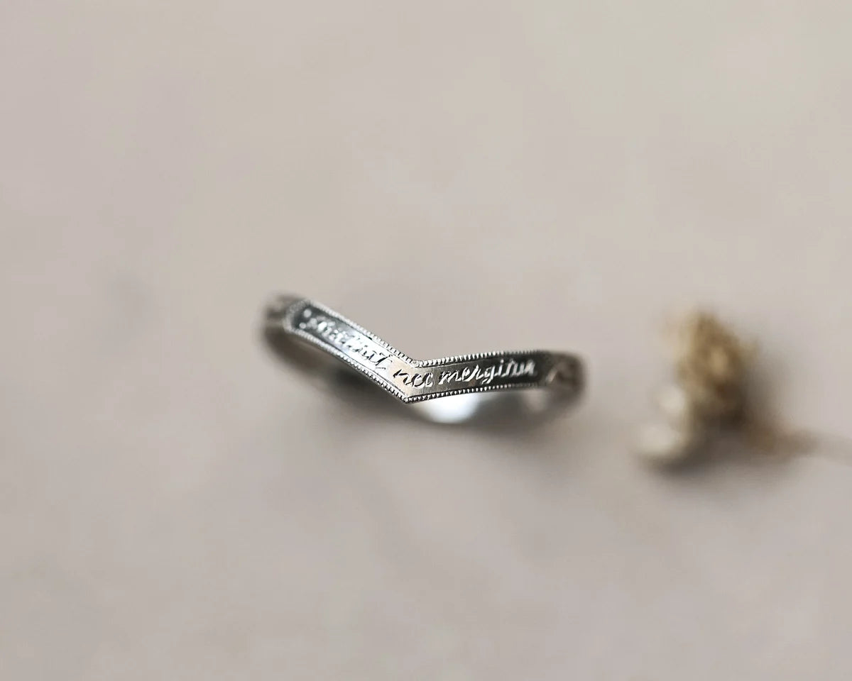 milled edge detail platinum wishbone wedding ring 2mm
