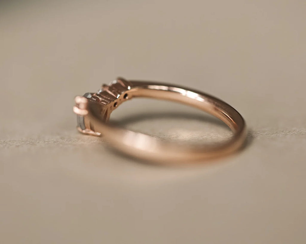 Side profile of 18ct rose gold wishbone ring
