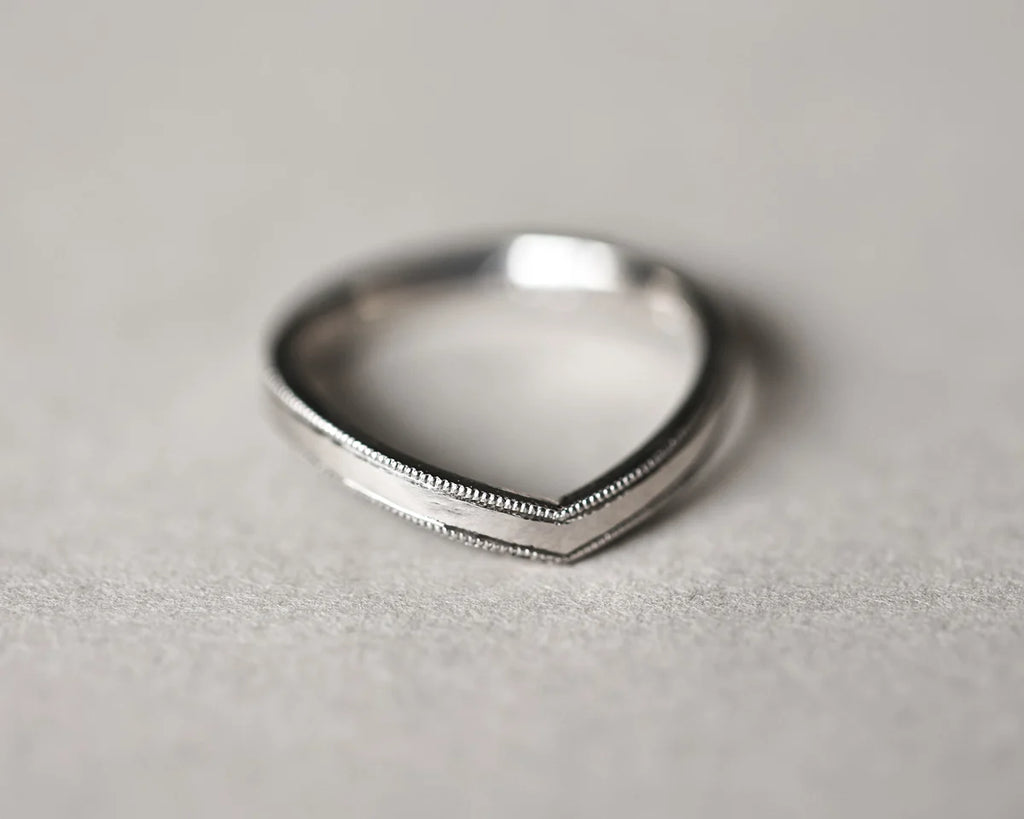 2mm milled edge wishbone ring in platinum