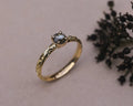 One-of-a-kind dark grey rose-cut diamond floral ring in 18ct yellow gold