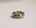 6mm olive leaf engraved court wedding ring in 18ct white gold