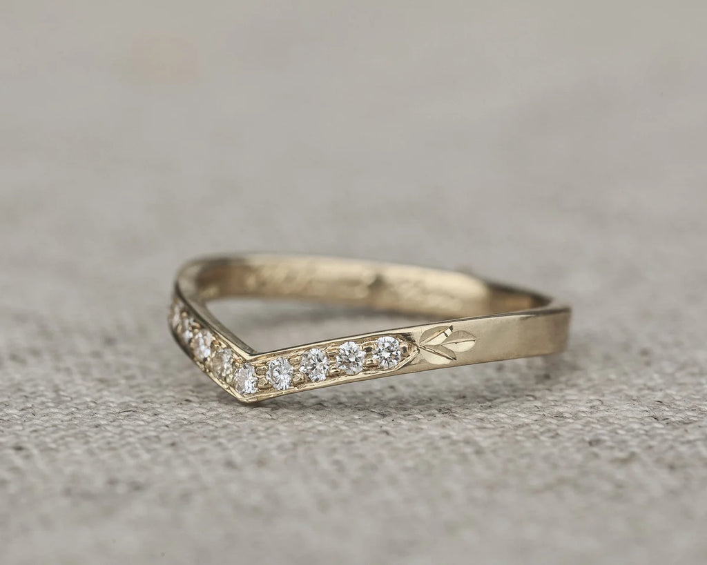 White diamond wishbone semi-eternity ring in 18ct white gold