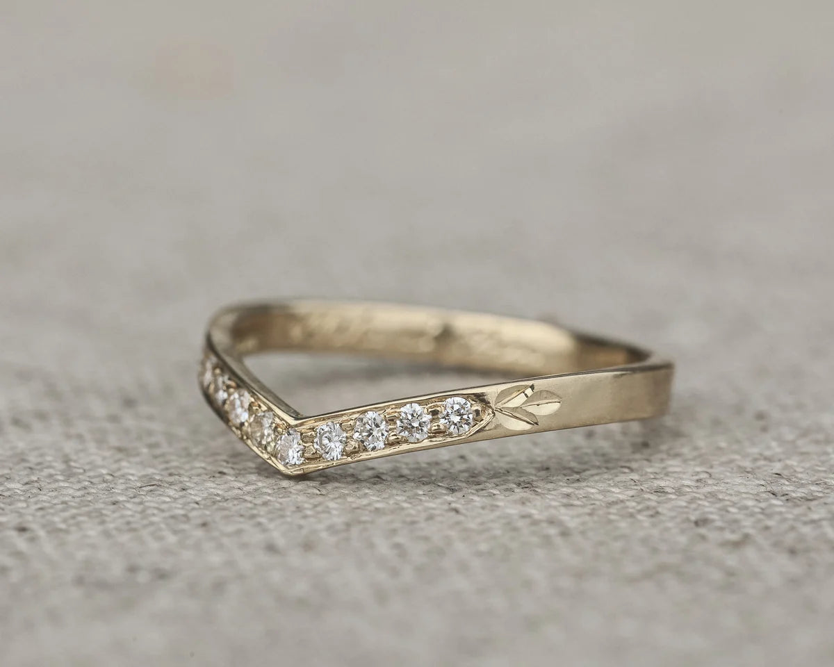 White diamond wishbone semi-eternity ring in 18ct white gold