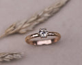 One-of-a-kind grey rose-cut diamond horn texture ring in 18ct rose gold
