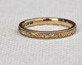 2mm 18ct yellow gold wedding ring floral leaf engraved milled edge band