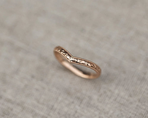 orange blossom engraving detail wishbone ring 18ct rose gold