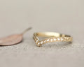rose cut diamond wishbone ring leaf detail 18ct yellow gold 2mm handmade