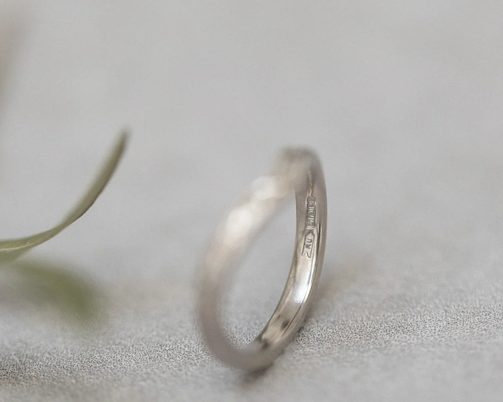 2.5mm Orange Blossom Engraved Wishbone Wedding Ring in 18ct White Gold
