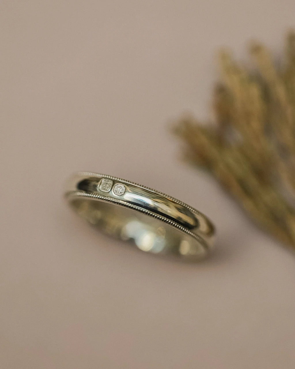 Court shaped 9ct white gold wedding ring with comfort fit