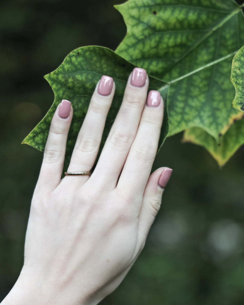 textured gold ring worn on hand 2mm organic band