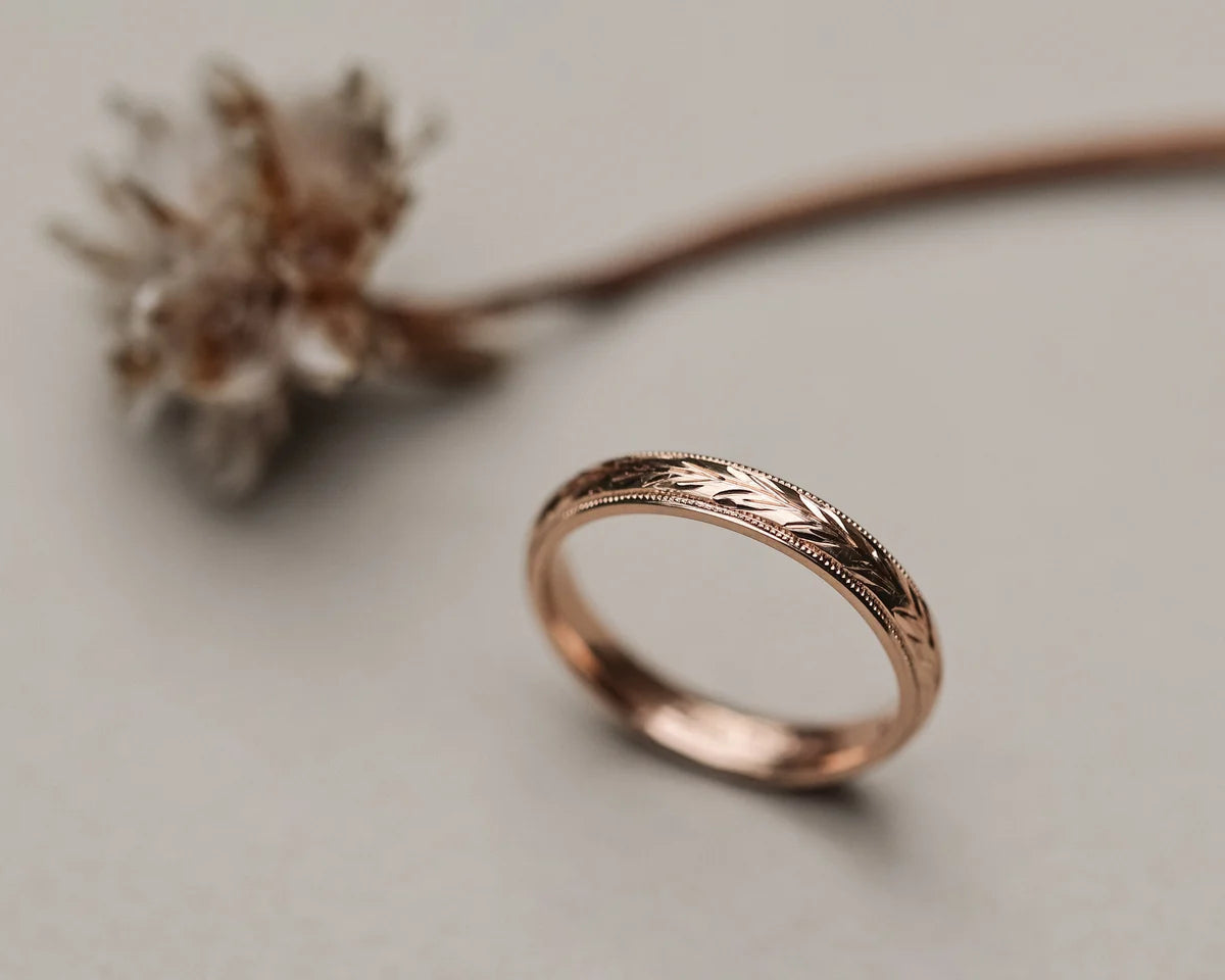 3mm-olive-leaf-milled-edge-wedding-ring-18ct-rose-gold