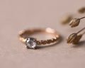 One-of-a-Kind Pale Grey Rose-Cut Diamond Laurel Leaf Ring in 18ct Rose Gold