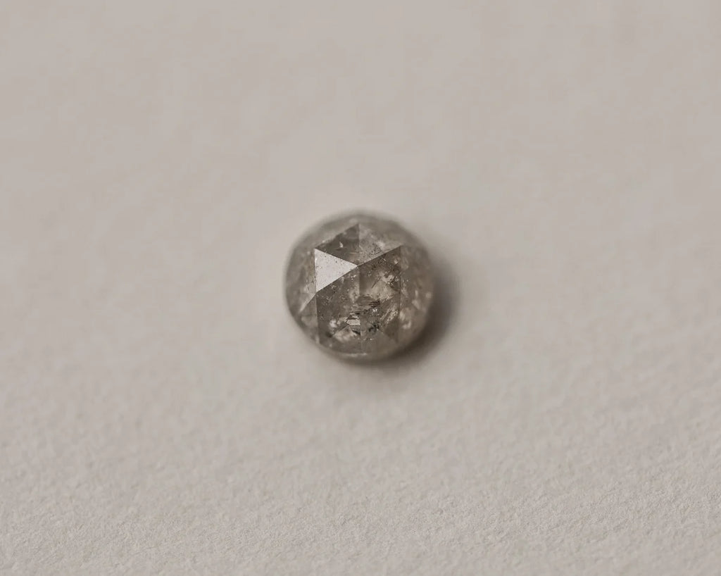 Natural pale grey rose-cut diamond for made-to-order ring