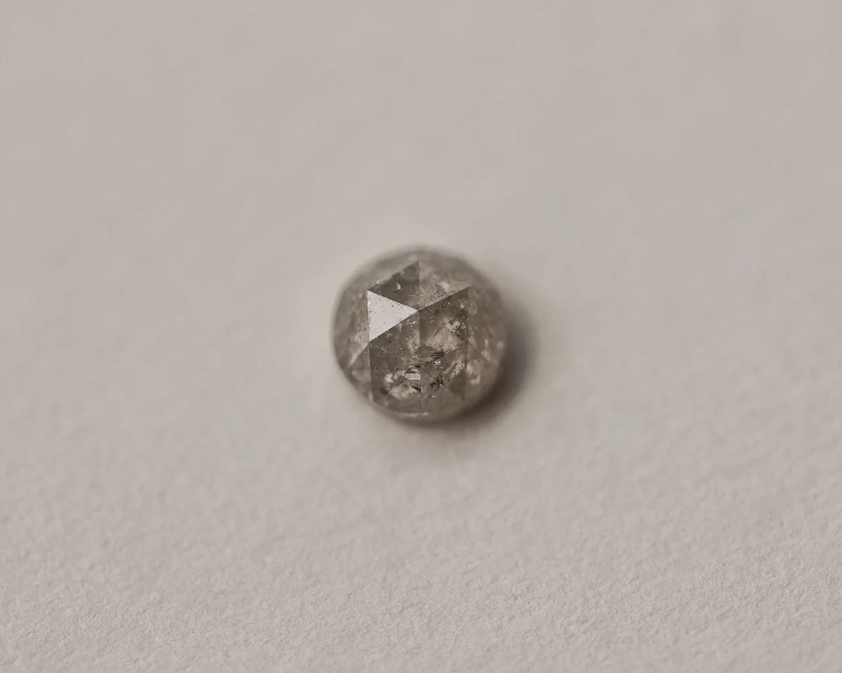 Natural pale grey rose-cut diamond for made-to-order ring