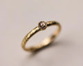 One-of-a-kind champagne rose-cut diamond horn texture ring in 18ct yellow gold