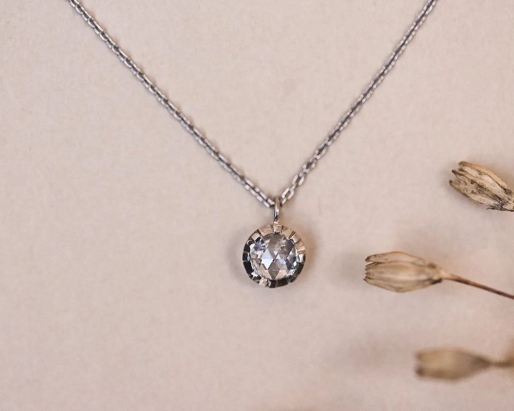 vintage style diamond necklace platinum rose cut pendant