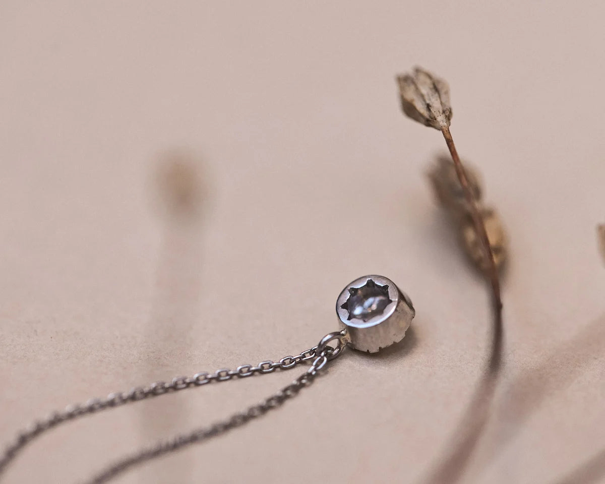 hand set diamond detail platinum pendant close view